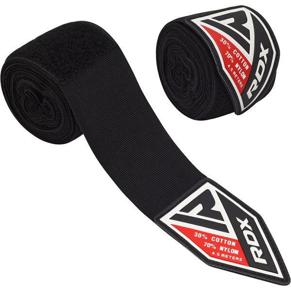 RDX RB 4.5m Elasticated Hand Wraps Bandage for Boxing, MMA; Muay Thai Red