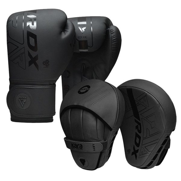 RDX F6 KARA Boxing Gloves & Focus Pads Black / 10oz