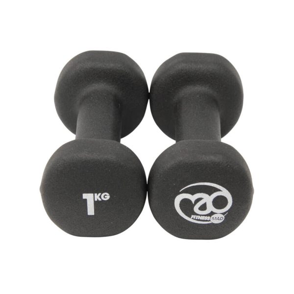 Fitness Mad 1kg Black Dumbbells