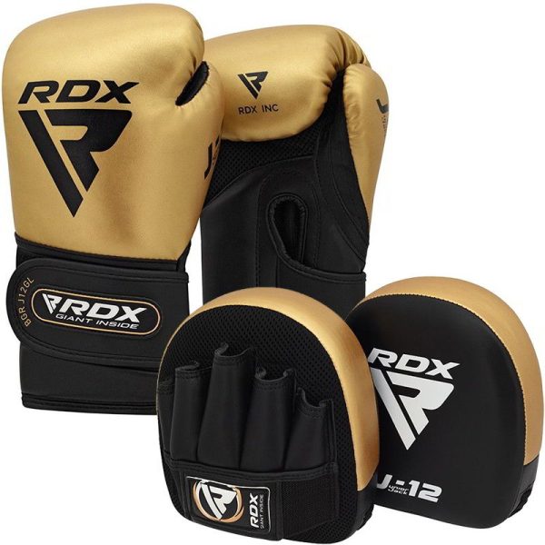 RDX J12 KIDS 6oz Boxing Gloves & Focus Pads Set Blue