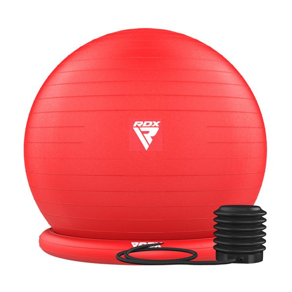 RDX B2 Inflatable Yoga Ball with Anti-Slip Base, Resistance Tubes & Air Pump Blue / 65cm