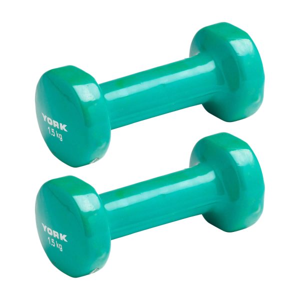 York Vinyl Dipped Dumbbells 2 x 1.5kg - Green