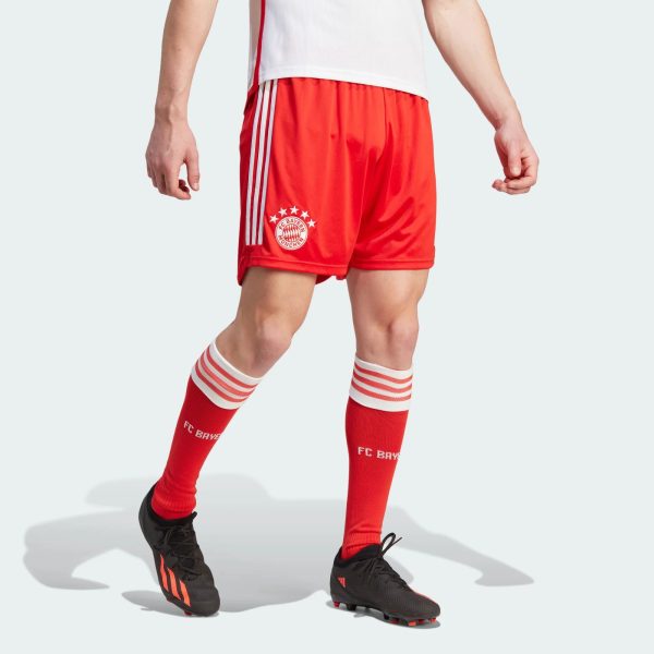 ADIDAS BAYERN MUNICH 23/24 HOME SHORTS - RED/WHITE / MEDIUM