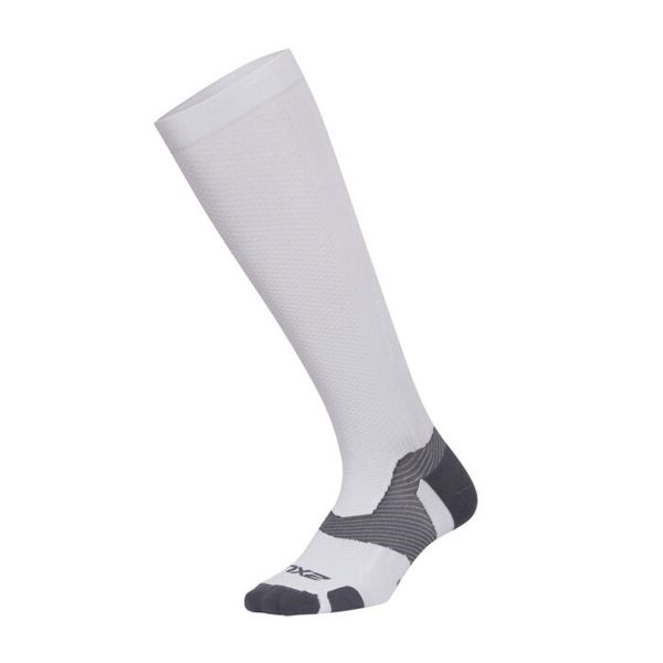 2XU VECTR LIGHT CUSHION FULL LENGTH SOCKS - WHITE/GREY / MED-2