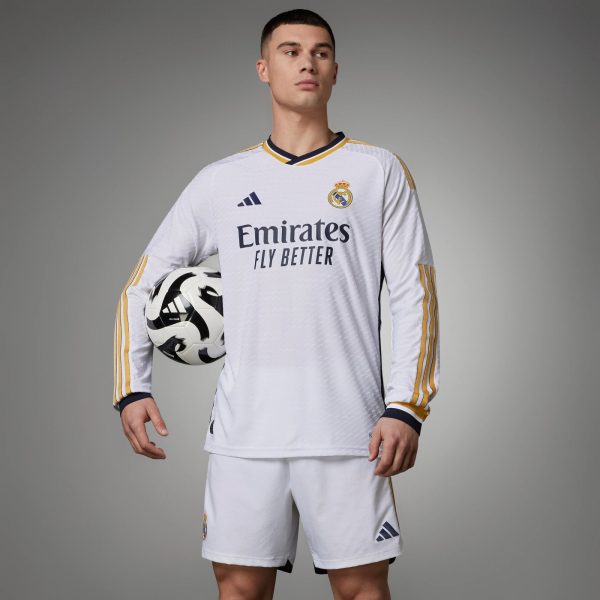 ADIDAS REAL MADRID 23/24 HOME L/S AUTHENTIC SHIRT - WHITE / X-LARGE