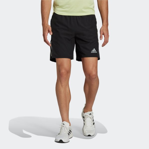 ADIDAS OWN THE RUN SHORTS - BLACK/REFLECTIVE SILVER / 7" / LARGE