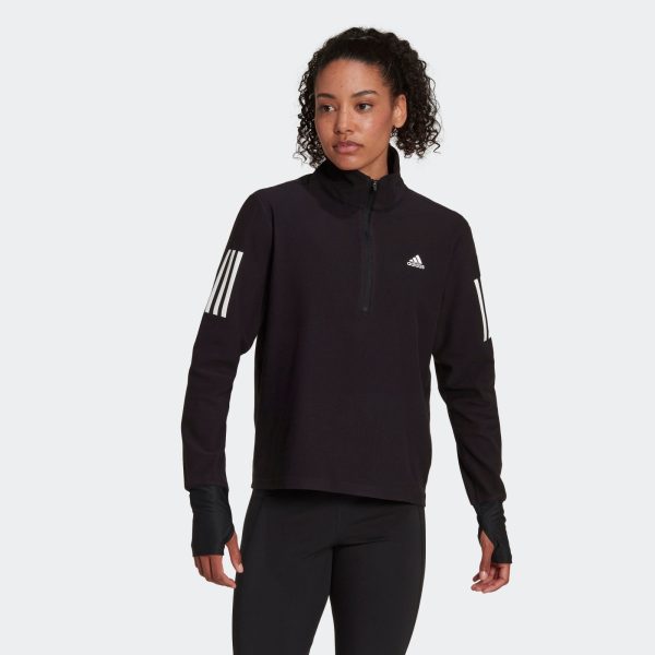 ADIDAS OWN THE RUN 1/2 ZIP SWEATSHIRT WOMENS - BLACK / SMALL