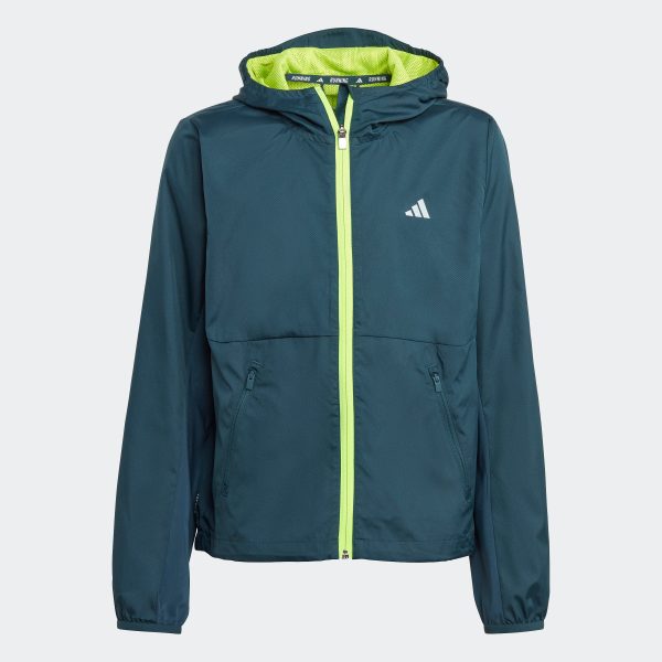 Adidas JUNIOR WIND.RDY WINDBREAKER JACKET - ARCTIC NIGHT/REFLECTIVE SILVER/LUCID LEMON / 9-10YR