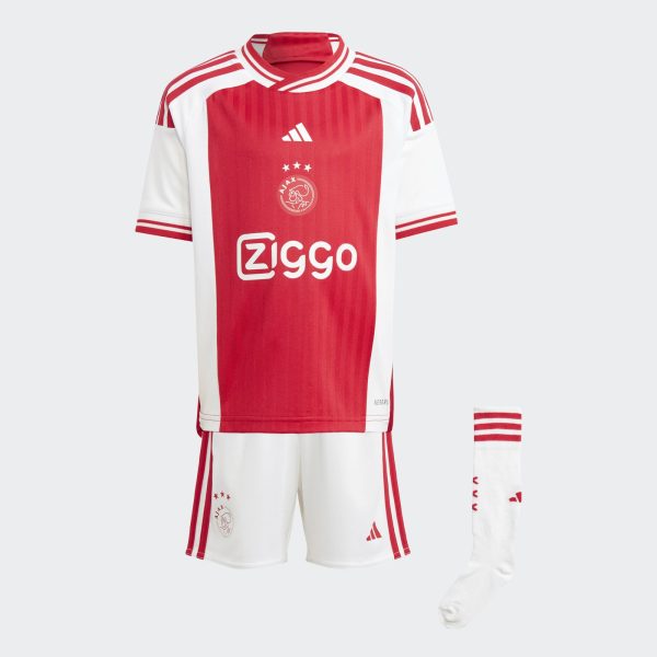 ADIDAS AJAX 23/24 HOME MINI KIT - WHITE/BOLD RED / 2/3YR