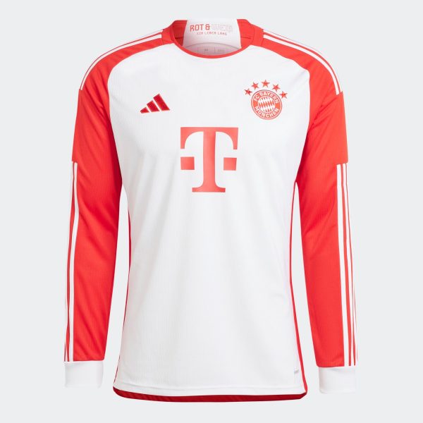 ADIDAS BAYERN MUNICH 23/24 HOME SHIRT - LONG SLEEVE - WHITE/RED / MEDIUM